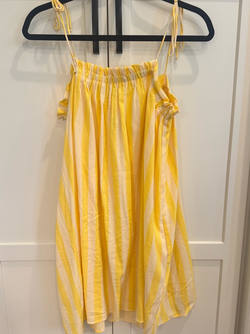 Show Me Your MuMu Yellow and White Striped Tie-Shoulder Sundress